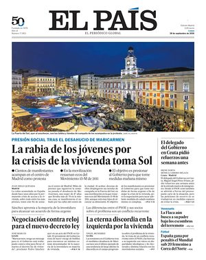 Prima pagina El País di oggi - Quotidiano estero