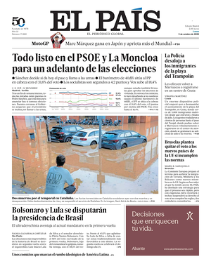 Prima pagina El País di oggi - Quotidiano estero