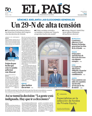 Prima pagina El País di oggi - Quotidiano estero