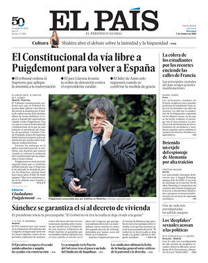 Prima pagina El País di oggi - Quotidiano estero
