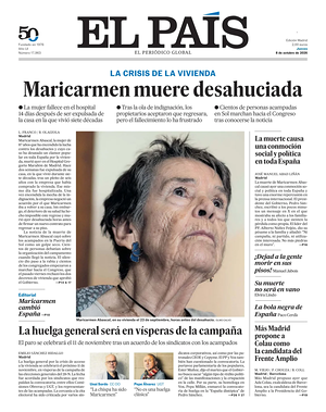 Prima pagina El País di oggi - Quotidiano estero