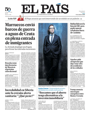 Prima pagina El País di oggi - Quotidiano estero
