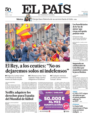 Prima pagina El País di oggi - Quotidiano estero