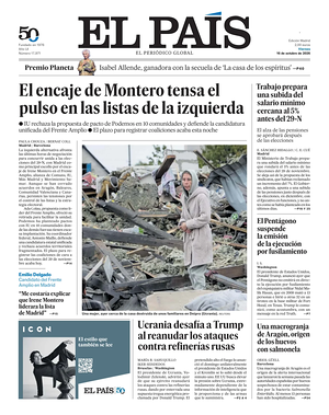 Prima pagina El País di oggi - Quotidiano estero