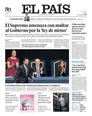 Prima pagina El País di oggi - Quotidiano estero