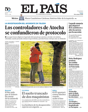 Prima pagina El País di oggi - Quotidiano estero