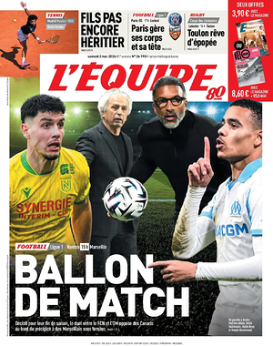 Une de L'Équipe du jour - Journal sports