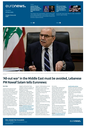 Prima pagina EuroNews (English) di oggi - Quotidiano estero