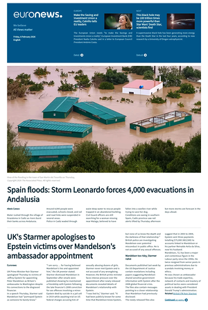 Prima pagina EuroNews (English) di oggi - Quotidiano estero