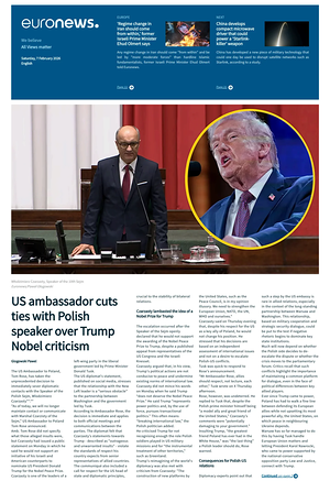 Prima pagina EuroNews (English) di oggi - Quotidiano estero