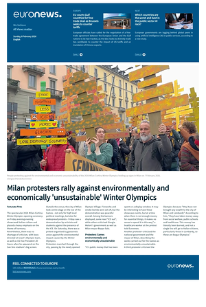 Prima pagina EuroNews (English) di oggi - Quotidiano estero