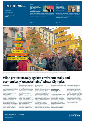 Prima pagina EuroNews (English) di oggi - Quotidiano estero