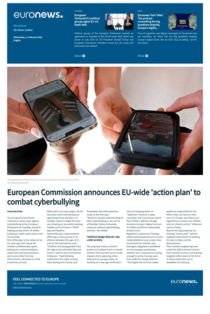 Prima pagina EuroNews (English) di oggi - Quotidiano estero