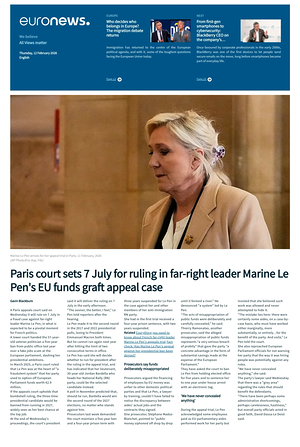 Prima pagina EuroNews (English) di oggi - Quotidiano estero