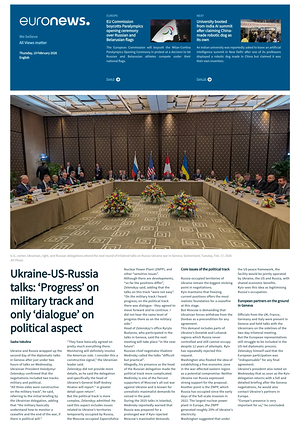 Prima pagina EuroNews (English) di oggi - Quotidiano estero