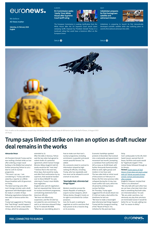 Prima pagina EuroNews (English) di oggi - Quotidiano estero