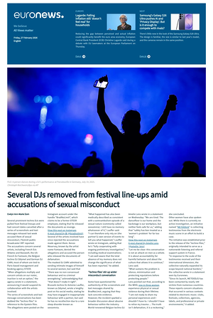 Prima pagina EuroNews (English) di oggi - Quotidiano estero