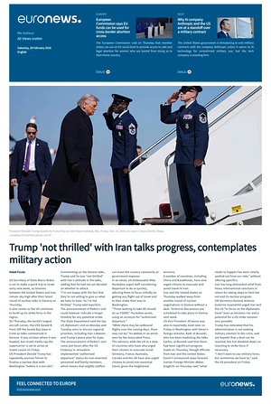 Prima pagina EuroNews (English) di oggi - Quotidiano estero