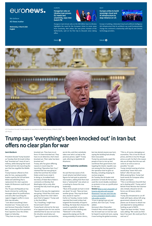 Prima pagina EuroNews (English) di oggi - Quotidiano estero