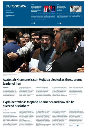 Prima pagina EuroNews (English) di oggi - Quotidiano estero