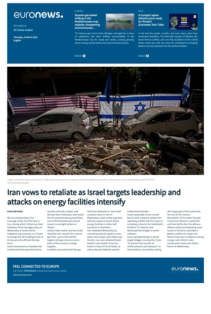 Prima pagina EuroNews (English) di oggi - Quotidiano estero