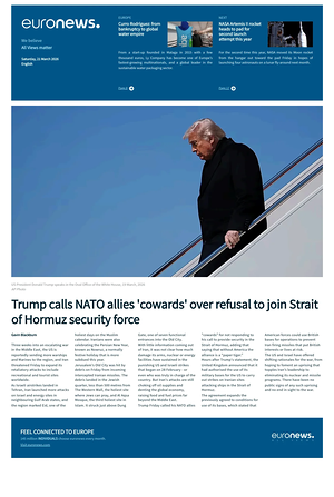 Prima pagina EuroNews (English) di oggi - Quotidiano estero