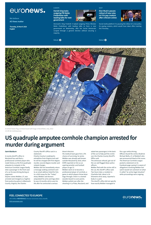 Prima pagina EuroNews (English) di oggi - Quotidiano estero