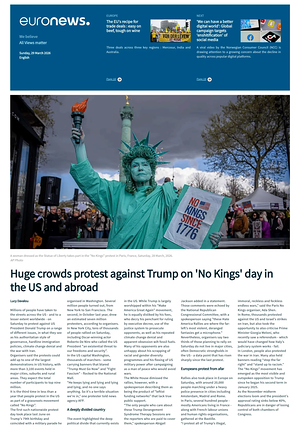 Prima pagina EuroNews (English) di oggi - Quotidiano estero