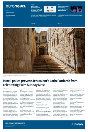 Prima pagina EuroNews (English) di oggi - Quotidiano estero