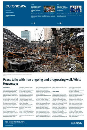 Prima pagina EuroNews (English) di oggi - Quotidiano estero