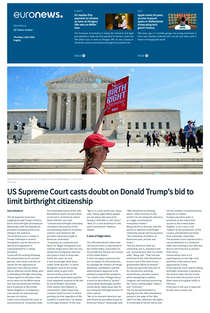 Prima pagina EuroNews (English) di oggi - Quotidiano estero