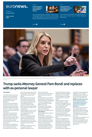 Prima pagina EuroNews (English) di oggi - Quotidiano estero