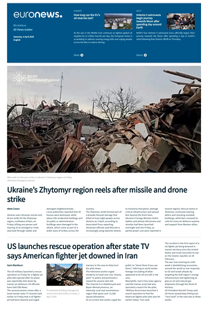 Prima pagina EuroNews (English) di oggi - Quotidiano estero