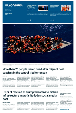 Prima pagina EuroNews (English) di oggi - Quotidiano estero