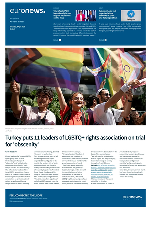 Prima pagina EuroNews (English) di oggi - Quotidiano estero