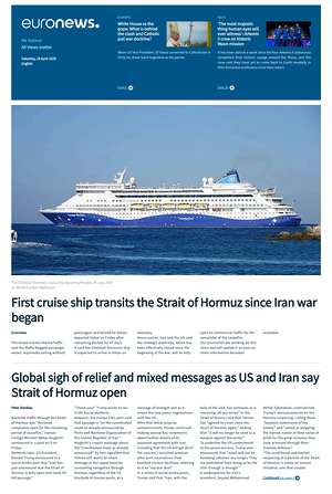 Prima pagina EuroNews (English) di oggi - Quotidiano estero