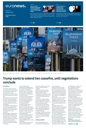 Prima pagina EuroNews (English) di oggi - Quotidiano estero