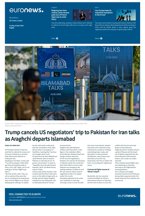 Prima pagina EuroNews (English) di oggi - Quotidiano estero