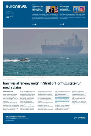 Prima pagina EuroNews (English) di oggi - Quotidiano estero