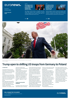 Prima pagina EuroNews (English) di oggi - Quotidiano estero