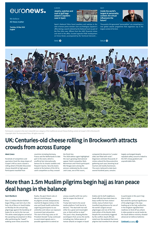 Prima pagina EuroNews (English) di oggi - Quotidiano estero