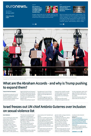 Prima pagina EuroNews (English) di oggi - Quotidiano estero