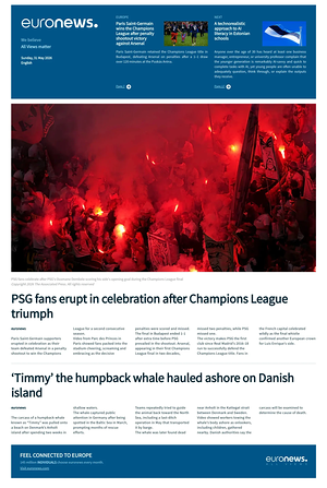 Prima pagina EuroNews (English) di oggi - Quotidiano estero