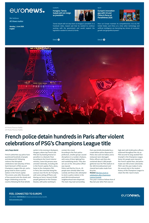 Prima pagina EuroNews (English) di oggi - Quotidiano estero