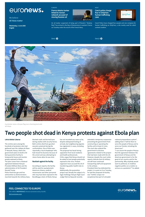 Prima pagina EuroNews (English) di oggi - Quotidiano estero