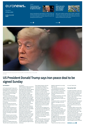 Prima pagina EuroNews (English) di oggi - Quotidiano estero