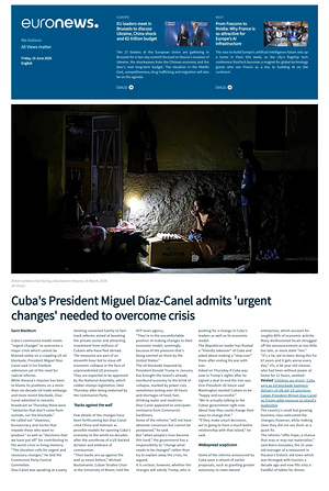 Prima pagina EuroNews (English) di oggi - Quotidiano estero