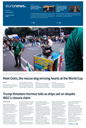 Prima pagina EuroNews (English) di oggi - Quotidiano estero