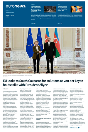 Prima pagina EuroNews (English) di oggi - Quotidiano estero