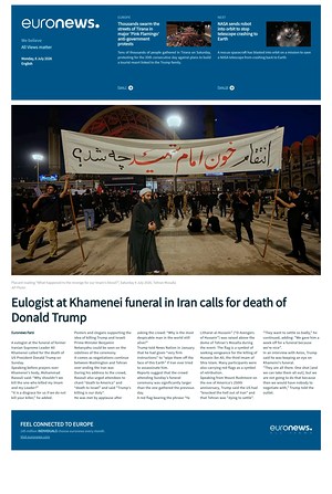 Prima pagina EuroNews (English) di oggi - Quotidiano estero
